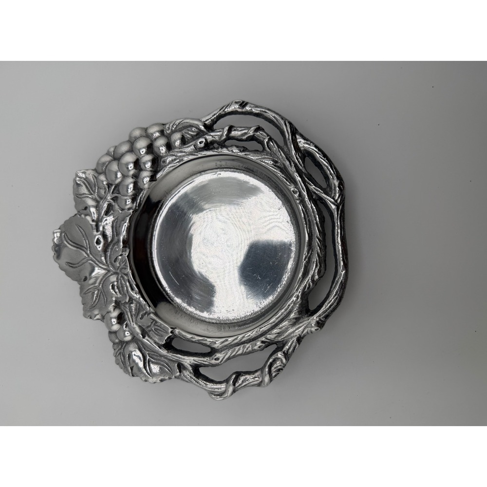 Arthur‎ Court Grape Vine Aluminum Wine Bottle Coaster Silver Tone 1992 Vintage